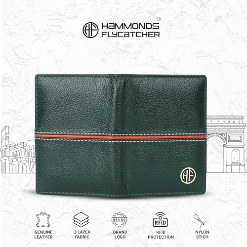 HAMMONDS FLYCATCHER Genuine Leather Card Holder Wallet for Man & Women, RFID Protected ATM/Credit Card Holder Wallet for Men with 6 Slots, Gift for Men, Father, Husband, Boyfriend - Design Green - Image 4