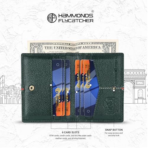 HAMMONDS FLYCATCHER Genuine Leather Card Holder Wallet for Man & Women, RFID Protected ATM/Credit Card Holder Wallet for Men with 6 Slots, Gift for Men, Father, Husband, Boyfriend - Design Green - Image 5