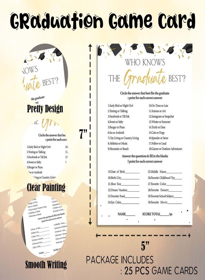 Kqfdr Graduation Party Games - Who Knows the Graduate Best Grad Party Decorations Supplies - High School College Graduation Party Favors -25 Pcs -A03 - Image 2
