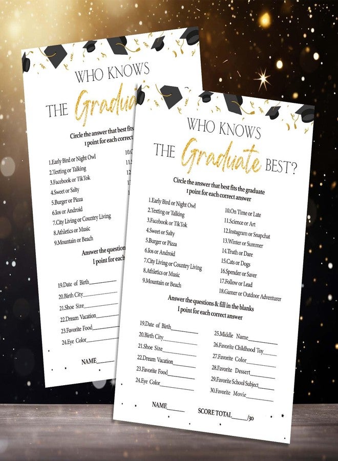 Kqfdr Graduation Party Games - Who Knows the Graduate Best Grad Party Decorations Supplies - High School College Graduation Party Favors -25 Pcs -A03 - Image 1