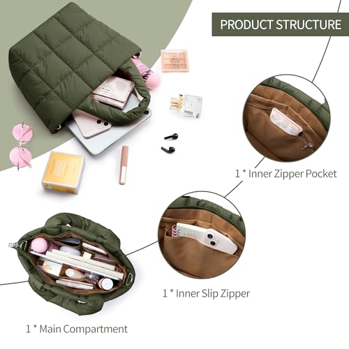 KALIDI FANCY FOREST KALIDI Quilted Tote Bag Small Puffer Crossbody Bag for Women Lightweight Nylon Puffy Shoulder Handbag with Adjustable Strap - Image 5