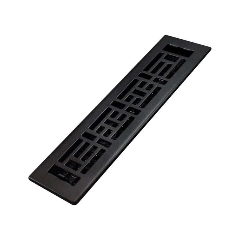 Decor Grates AJH212BLK Oriental Floor Register 2x12 Inches Textured Black