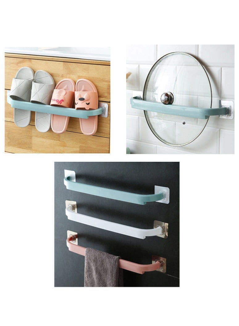 Wall-Mounted Towel Bar, 2 Pcs,Self-Adhesive Towel Bar in White and Blue  - Image 3