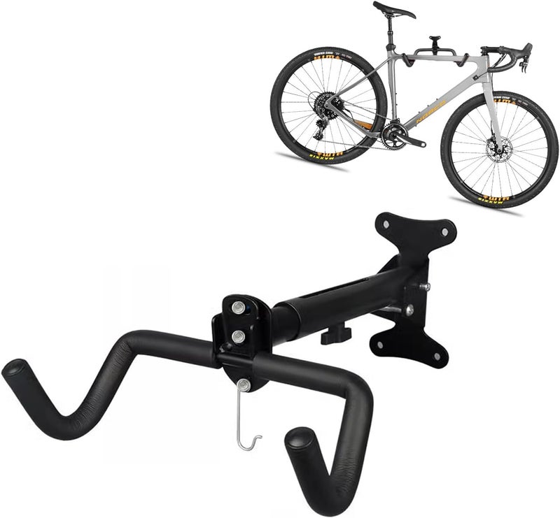 Oonkaf Bike Wall Mount Rack, Foldable Bicycle Rack Wall Hanger Hooks Holder, Length and Angle Adjustable - Horizontal Bicycle Rack for Garage, Indoor, Home, Road, Mountain Bikes, Hybrid Bikes with Screws - Image 1