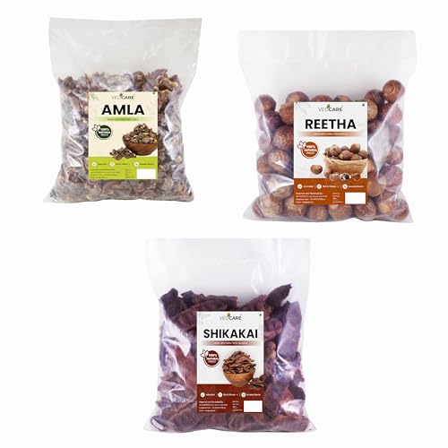 Vedcare Whole Dried Amla, Reetha, Shikakai Raw Form for Hair Growth, Anti-Dandruff & Hair Fall Control | Natural Herbal Hair Cleanser | DIY Shampoo Combo (200 g (Pack of 3)) - Image 1