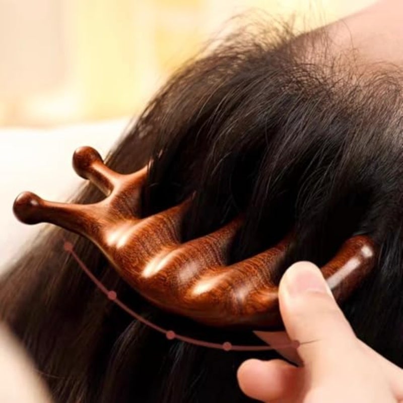 Seven-Tooth Sandalwood Comb, Hair Loss Head Meridian Comb, Eye Protection Facial Scraping, Seven-Finger Massager, Male and Female Hair Growth Comb, Unique Gifts for Women, Families, and Colleagues - Image 4