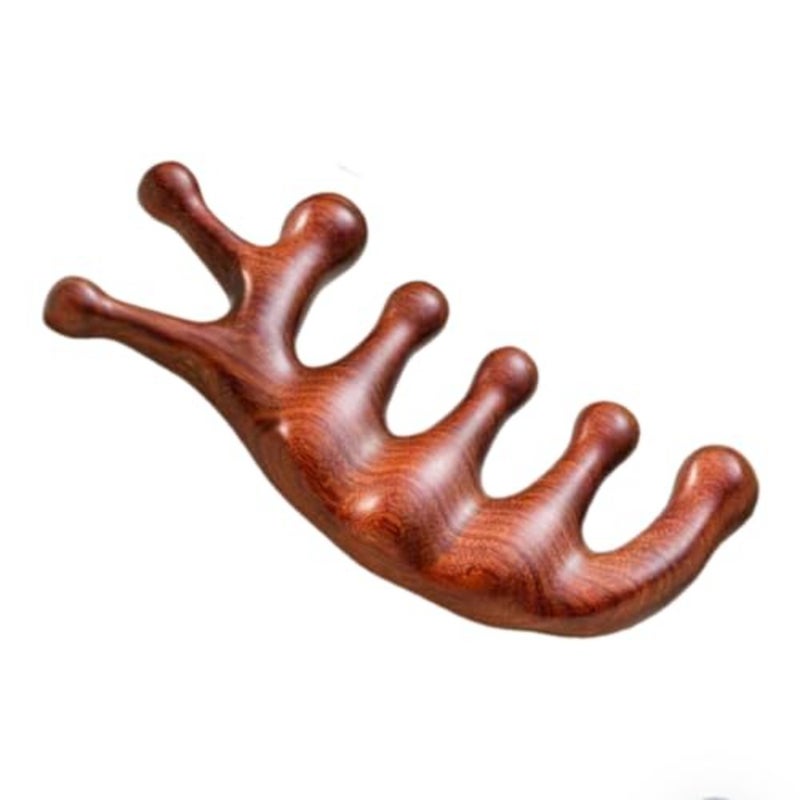 Seven-Tooth Sandalwood Comb, Hair Loss Head Meridian Comb, Eye Protection Facial Scraping, Seven-Finger Massager, Male and Female Hair Growth Comb, Unique Gifts for Women, Families, and Colleagues - Image 1