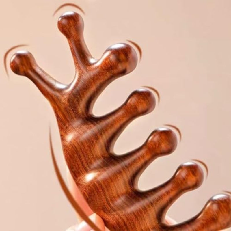 Seven-Tooth Sandalwood Comb, Hair Loss Head Meridian Comb, Eye Protection Facial Scraping, Seven-Finger Massager, Male and Female Hair Growth Comb, Unique Gifts for Women, Families, and Colleagues - Image 5