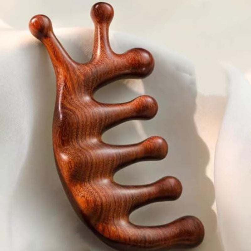 Seven-Tooth Sandalwood Comb, Hair Loss Head Meridian Comb, Eye Protection Facial Scraping, Seven-Finger Massager, Male and Female Hair Growth Comb, Unique Gifts for Women, Families, and Colleagues - Image 3