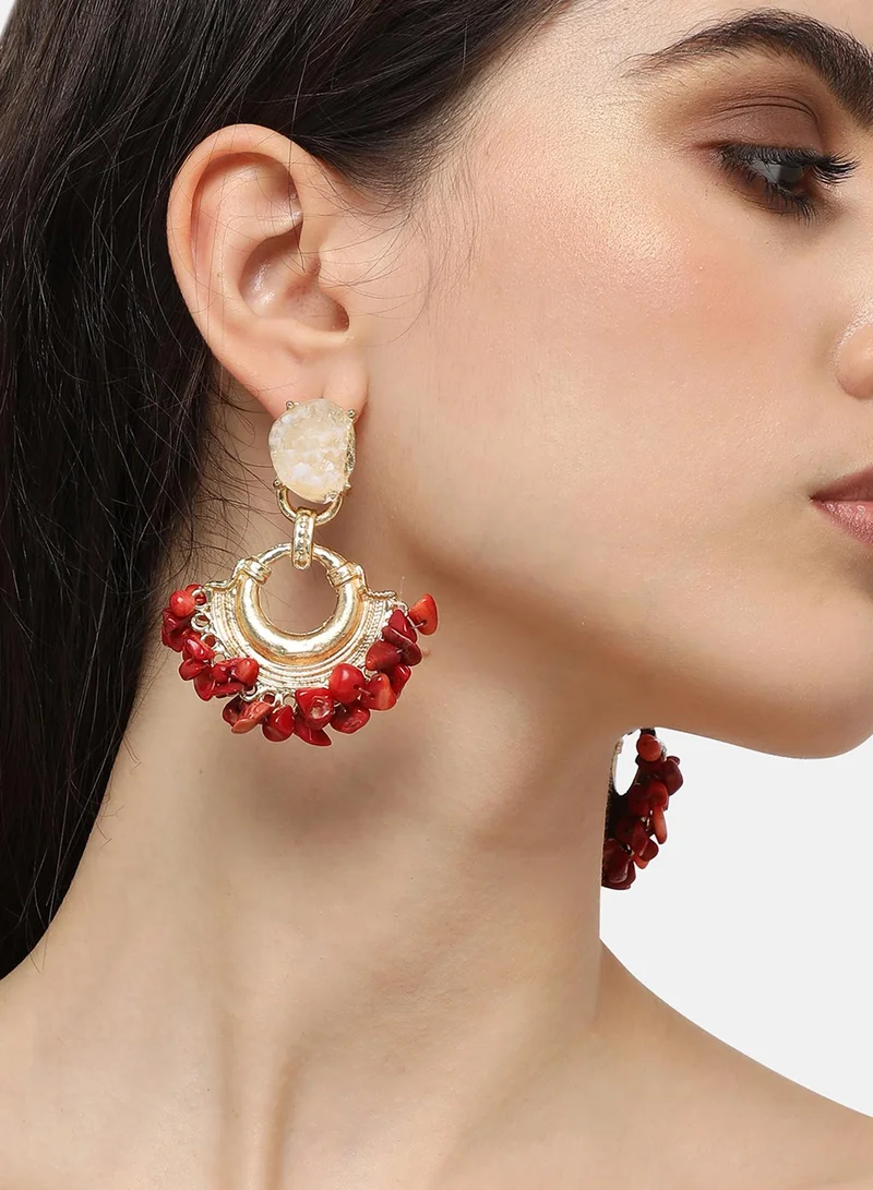 سوهي مطلية بالذهب مصمم الحجر انخفاض القرط الطرف