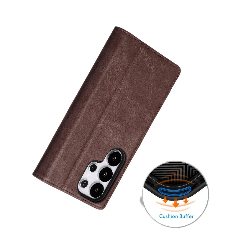 Protective Case | Drop Protection | Strong Magnetic | Chocolate | Leather Texture | Shockproof Cover for Samsung S26 Ultra / Samsung S26 - Image 3