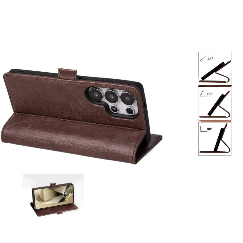 Protective Case | Drop Protection | Strong Magnetic | Chocolate | Leather Texture | Shockproof Cover for Samsung S26 Ultra / Samsung S26 - Image 2
