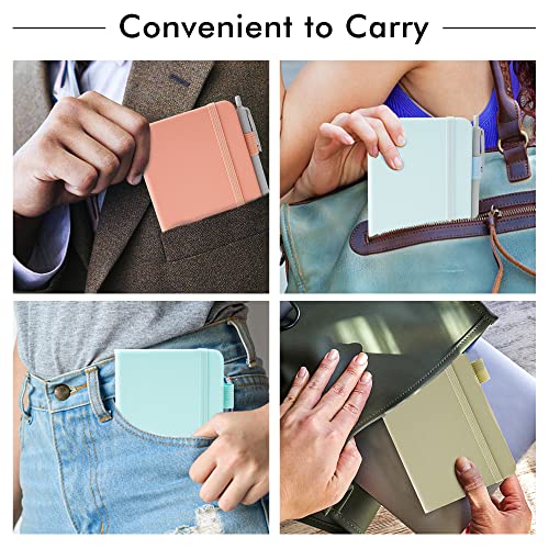 feela 6 Pack Pocket Small Notebooks Bulk, Mini Cute Memo Notepads Hardcover College Ruled Lined Journals with Pen Holder for Women Girls Office School, with 6 Black Pens, 3.5”x 5.5”, A6, Mild Colors - Image 5