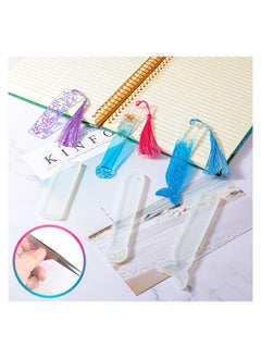 Excefore Bookmark 10 Pieces Silicone Bookmark Resin Mold DIY Bookmark Mould Epoxy Resin Casting Mold in 10 Cute Styles with 20 Pieces Random Color Tassels Craft, 20 Finger Cots and 1 Pcs Tweezers for DIY Craft  - Image 2