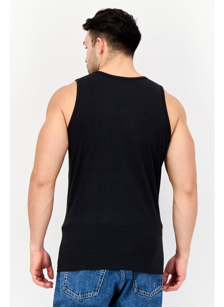 Tommy John - Men 2 Pack Round Neck Sleeveless  Plain Tank, Black - Image 1