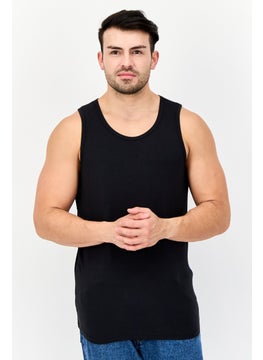 Men 2 Pack Round Neck Sleeveless  Plain Tank, Black