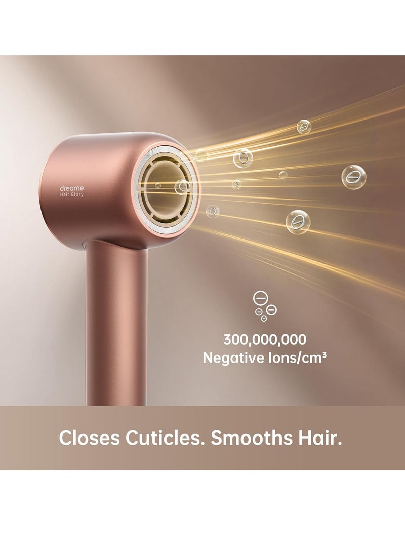 Dreame - Dreame Glory Hair Dryer, Fast Drying, Negative Ionic Blow Dryer, 110,000 RPM, Lightweight, Low Noise, Constant Temperature Hair Care Without Damaging Hair, Rose Gold - AHD6A-RS - Image 1