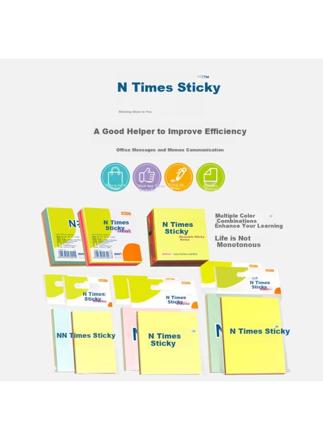 Stickn 480 Sheets 4 Colors Pastel Sticky Notes 76*76Mm Memo Pads Self-Stick Notes 6-Pack 33018 - Image 1