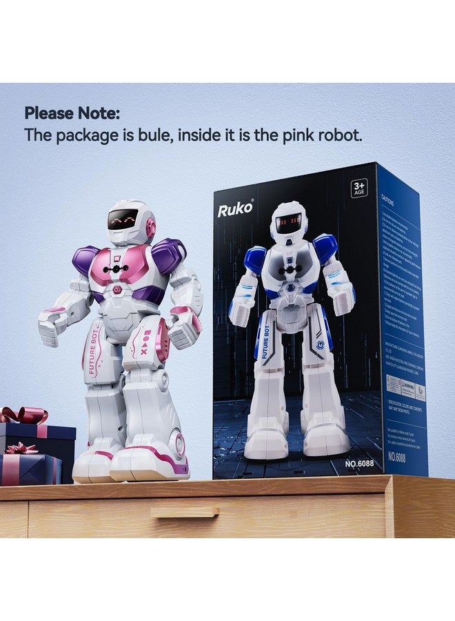 RUKO 6088 Robot Toys For Kids Rc Robot For Girls Gesture Sensing Interactive Smart Robot Singing Dancing Rechargeable Programmable Gifts For Girls & Boys 3 4 5 6 Years Old Pink - Image 3