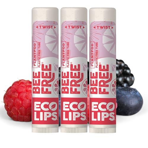 Eco Lips Vegan Superfruit Bee Free Lip Balm Includes Candelilla Wax, Organic Cocoa Butter and Coconut Oil. 100% Plastic-Free Plant Pod Packaging. 3-Pack - Image 1