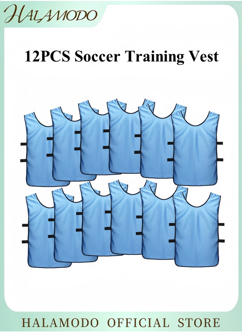 HALAMODO 12 PCS Soccer Training Vest High Breathability Lightweight Comfortable Bright Color Design Suitable for Multiple Sports DIY Number Customization Essential for Team Training  - Image 1