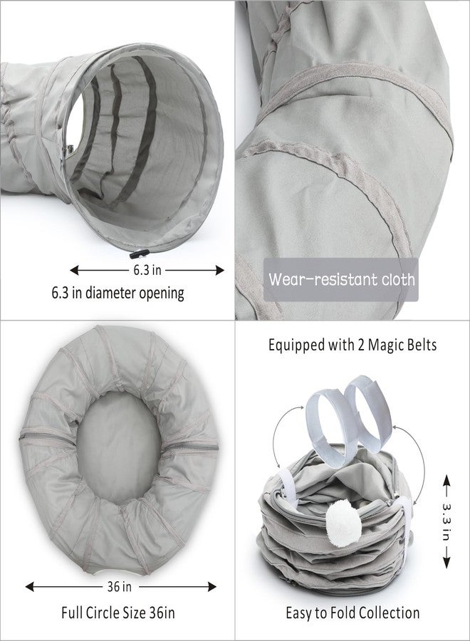أون نفق لعب للقطط من AUOON - نفق قطط على شكل شجرة عيد الميلاد، نفق قطط دائري مع سرير | ألعاب تفاعلية للقطط المنزلية الصغيرة والجراء والأرانب والنموس (رمادي فاتح) - Image 3