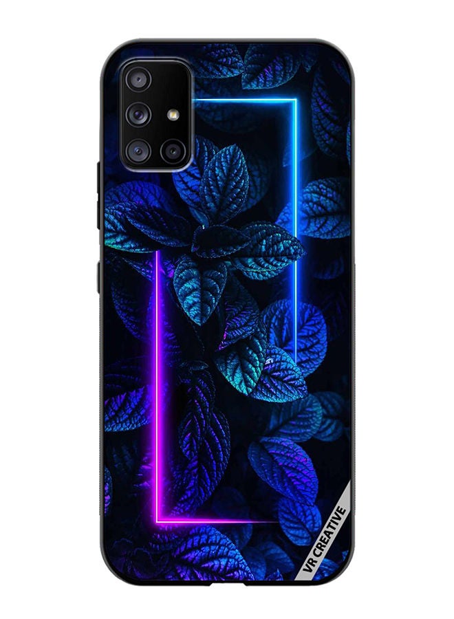 VR CREATIVE Protective Case Cover For Samsung Galaxy A71 5G Blue Foliage Plants Neon Design Multicolour - Image 1