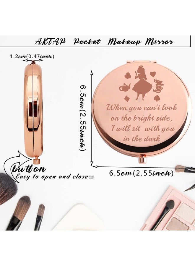 AKTAP Alice Gifts Alice Fans Compact Mirror I Will Sit with You in The Dark Wonderland Makeup Mirror for Women - Image 5