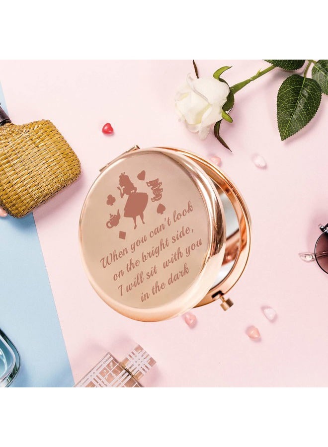 AKTAP Alice Gifts Alice Fans Compact Mirror I Will Sit with You in The Dark Wonderland Makeup Mirror for Women - Image 3