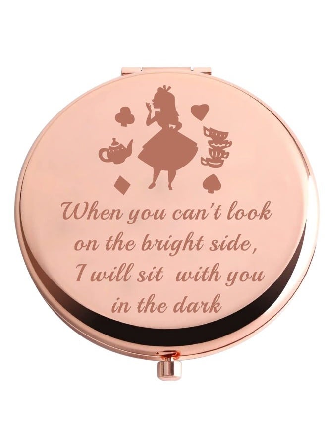 AKTAP Alice Gifts Alice Fans Compact Mirror I Will Sit with You in The Dark Wonderland Makeup Mirror for Women - Image 1