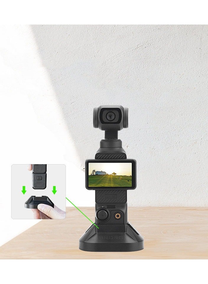 حامل تمديد لسطح المكتب مناسب لـ DJI Pocket 3 حامل قاعدة دعم جيمبال محمول باليد، قاعدة ثابتة للكاميرا (أسود) - Image 4