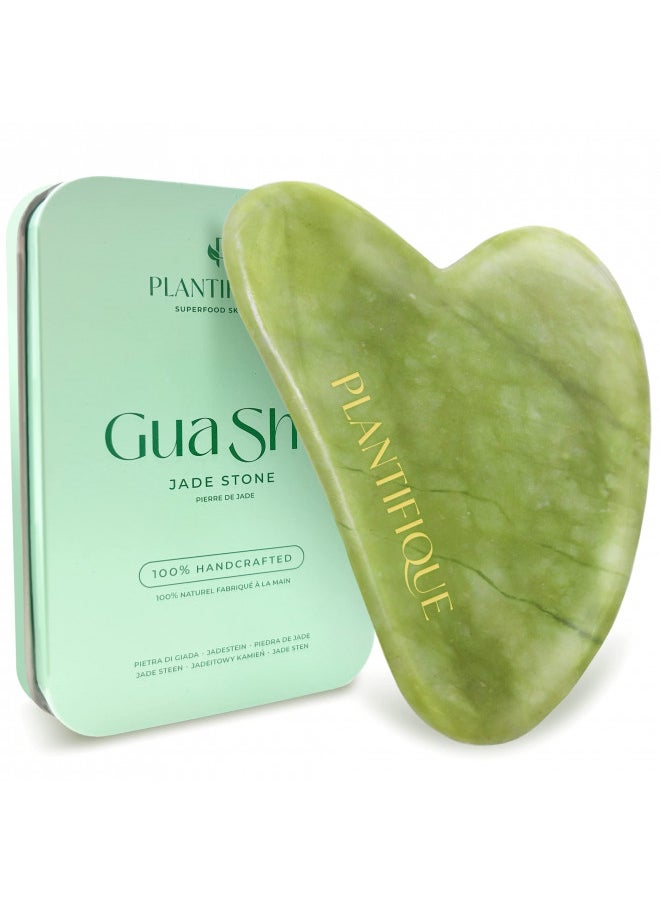 PLANTIFIQUE Gua Sha Facial Tools - GuaSha Massage Tool - Jawline Sculptor - GuaSha Tool for Face - Face Sculpting Tool for Your Skincare Routine - Jade Gua Sha