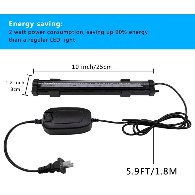 PULACO 2W Aquarium Fish Tank Air Stone with Automatic Color Changing LED Light (Length -10" for Small Fish Tank) for Aquarium Air Pump - Image 2