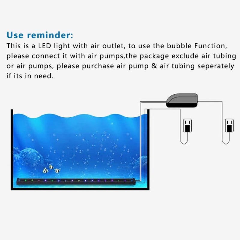 PULACO 2W Aquarium Fish Tank Air Stone with Automatic Color Changing LED Light (Length -10" for Small Fish Tank) for Aquarium Air Pump - Image 4