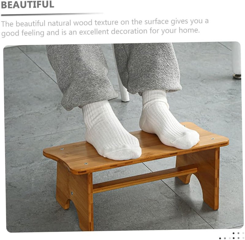 Brown Wooden Step Stool for Adults with Cushion Bedside Bathroom Vanity Bench - Image 4