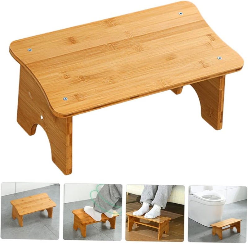 Brown Wooden Step Stool for Adults with Cushion Bedside Bathroom Vanity Bench - Image 5