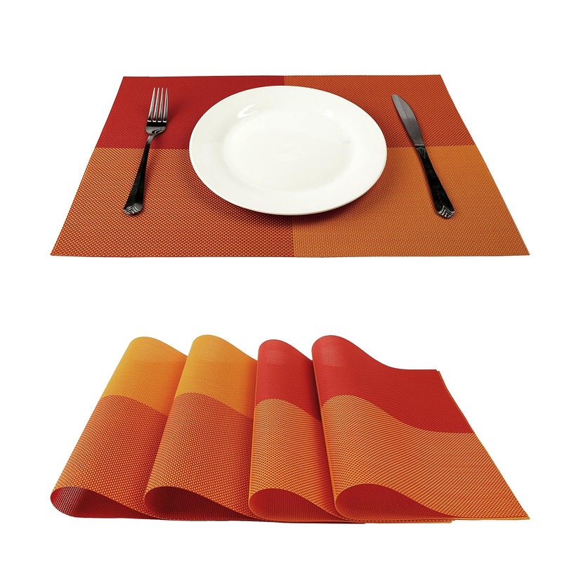 Mockery WipeClean Place Mats Set of 4 Washable PVC NonSlip TearResistant HeatResistant Place Mats for Home or Restaurant 30 x 45 cm Orange K11F - Image 1