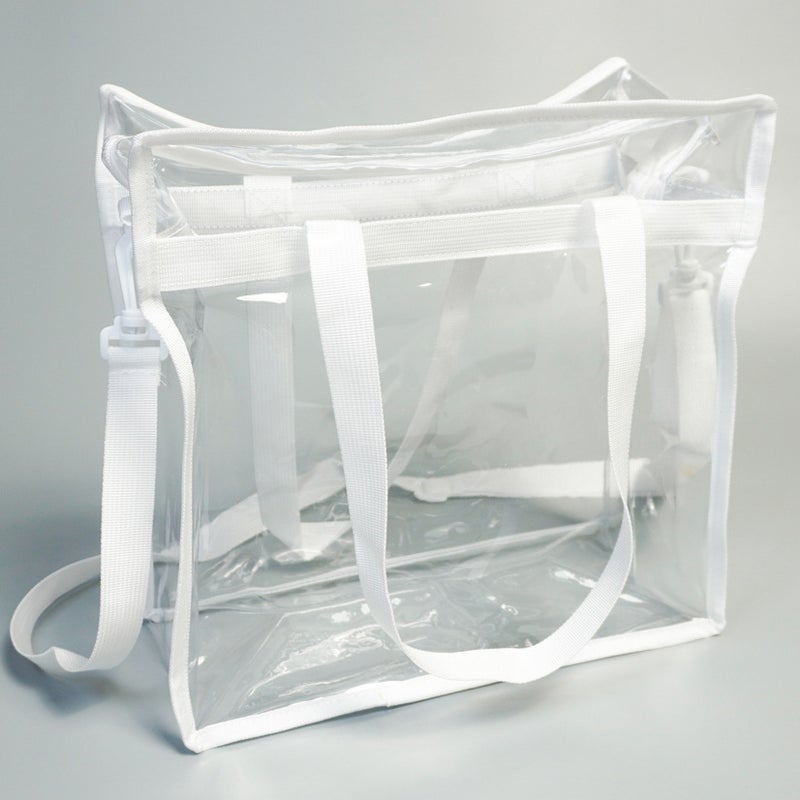 Transparent PVC Tote Bag for Shopping Beach Travel White 