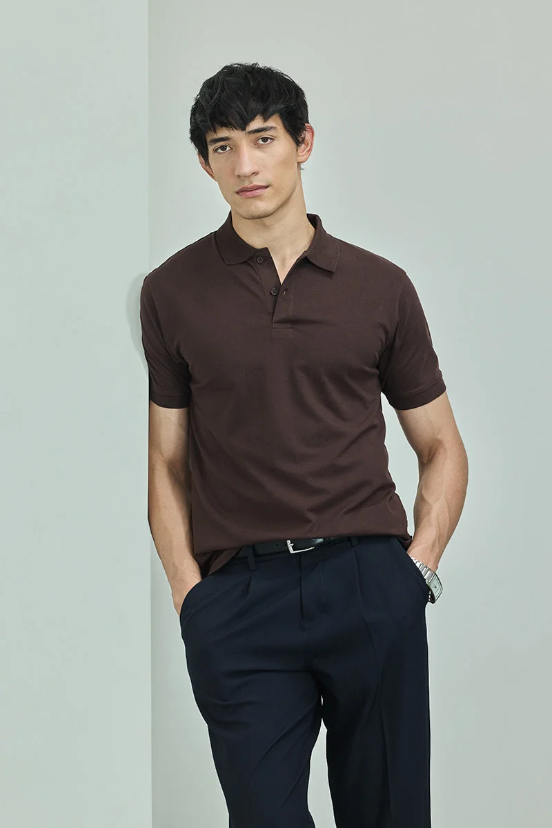 SNITCH Core Lab Brown Solid Polo T-Shirt