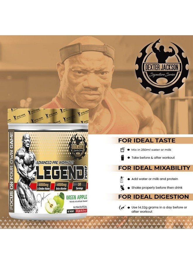 Dexter Jackson Legend Pump | Advanced Pre-workout Formula | Green Apple Flavor | 432 Gram - Image 4