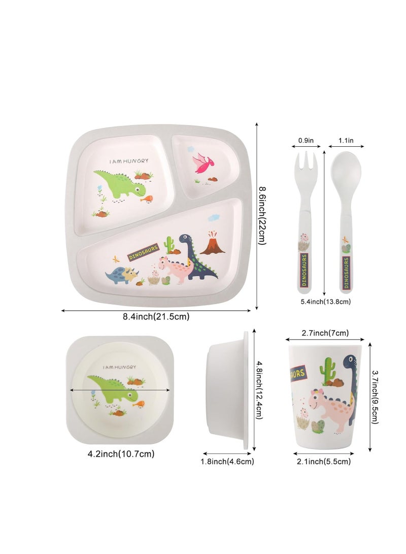 Factory Price 5 Piece Dino Bamboo Tableware Set - Image 2