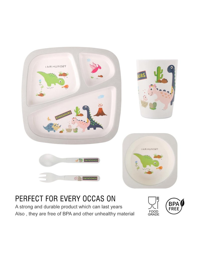 Factory Price 5 Piece Dino Bamboo Tableware Set - Image 4