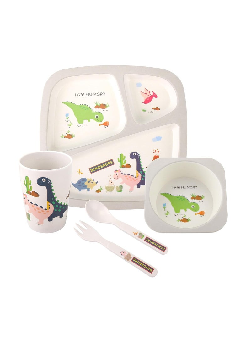 Factory Price 5 Piece Dino Bamboo Tableware Set - Image 1
