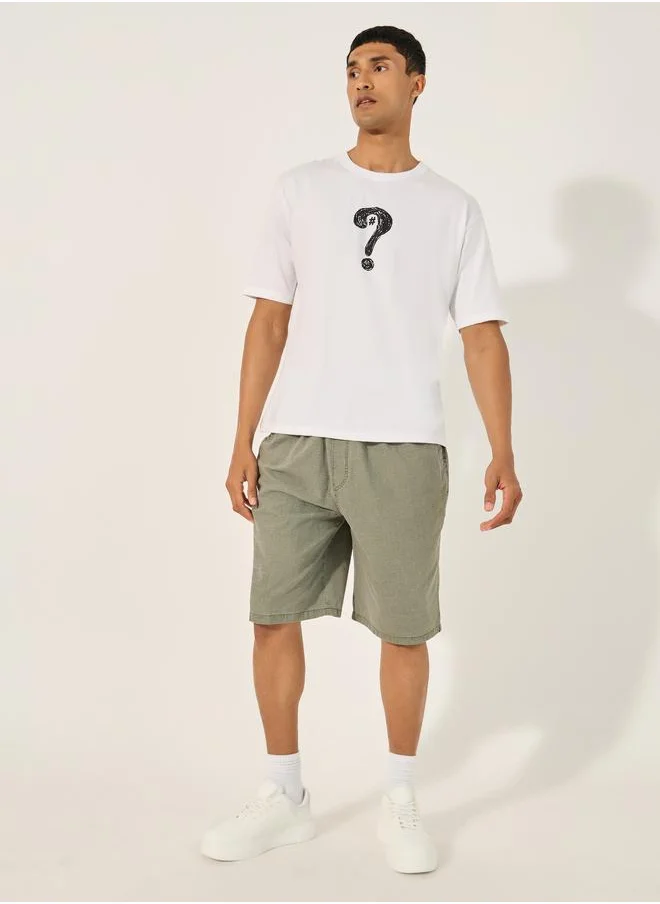 ستايلي Styli Mid Rise Stretch Loose Fit Woven Shorts