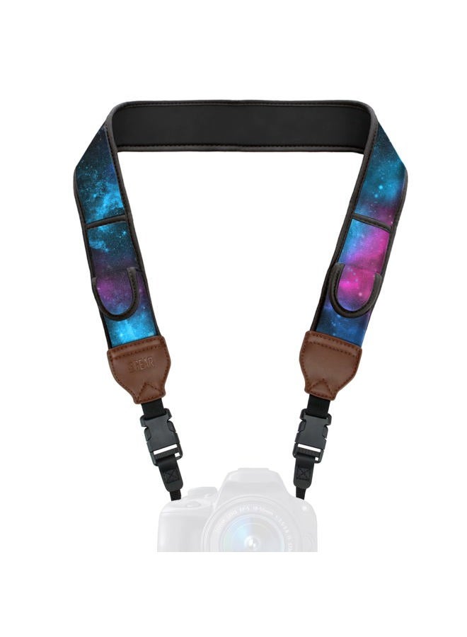 USA Gear USA GEAR TrueSHOT Neck Strap Neoprene Camera Straps - Padded Camera Strap, Accessory Pocket, and Quick Release Buckles - Compatible with Canon, Nikon, Sony and More DSLR and Mirrorless Camera - Galaxy - Image 1