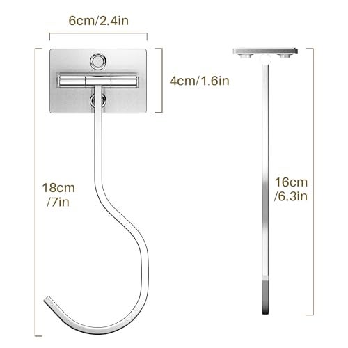 bussdis Under Cabinet Banana Hook Foldable - Adhesive Banana Hanger Under Counter, Heavy Duty Stainless Banana Holder (13lb), Magnetic Fold-Up When Not in Use, Premium Material, Silver - Image 2
