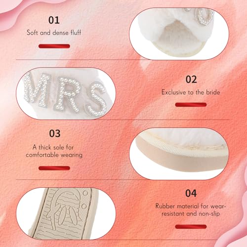 Tarpop Bride Slippers Mrs Slipper for Wedding with Personalized Initial Pearl Design Bridal Gifts(7-8,G) - Image 5