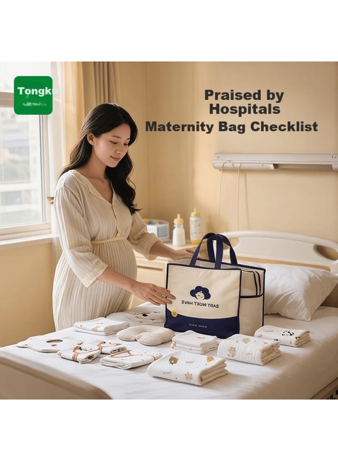 Tongkui Baby Maternity Bag Newborn Delivery Room Pure Cotton Swaddle Blanket Uni Baby Birth Gift Full Moon Gift Bear 450g 21 Pieces - Image 4