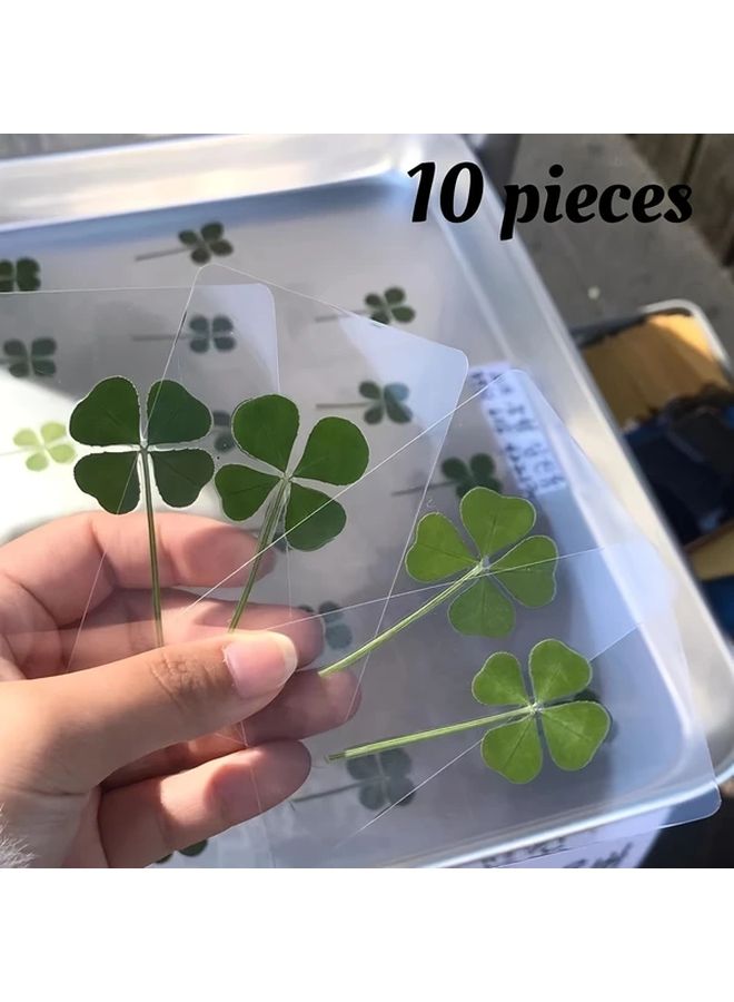 10Pcs Transparent Lucky Clover Wish Cards Holiday Gift Bookmark Decorations - Image 1