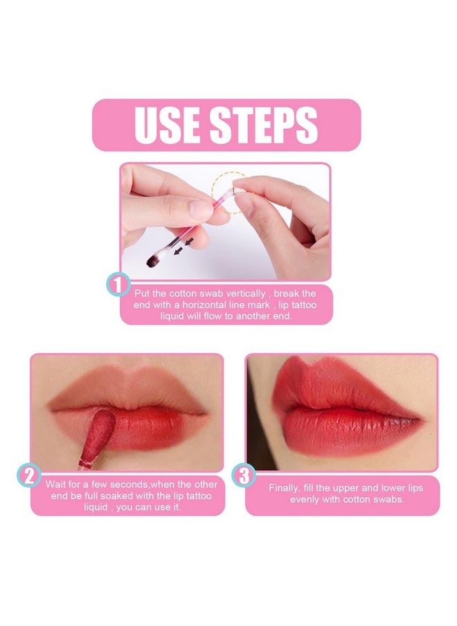 SWETIYOU SWETIYOU Lip Tint Cotton Swab, 20 Pcs Waterproof Non-Stick Cotton Swab Lipstick Long Lasting Q Tip Lip Tint Stain, Cute Lip Makeup Products(Pitaya)  - Image 5